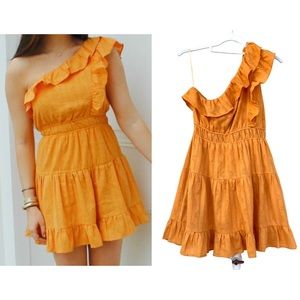Sadie & Sage | Orange One Shoulder Mini Dress